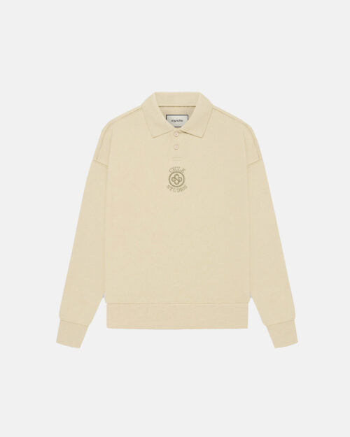 Cream Long Sleeve Polo