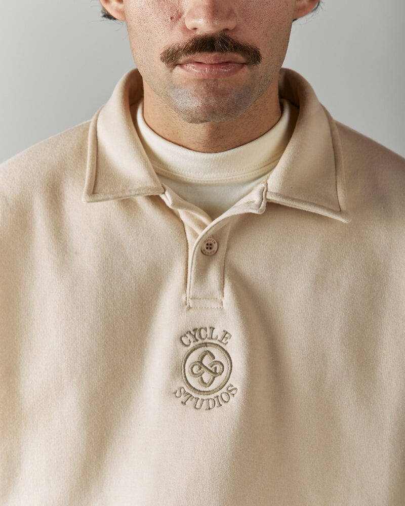 Cream Long Sleeve Polo - Image 6