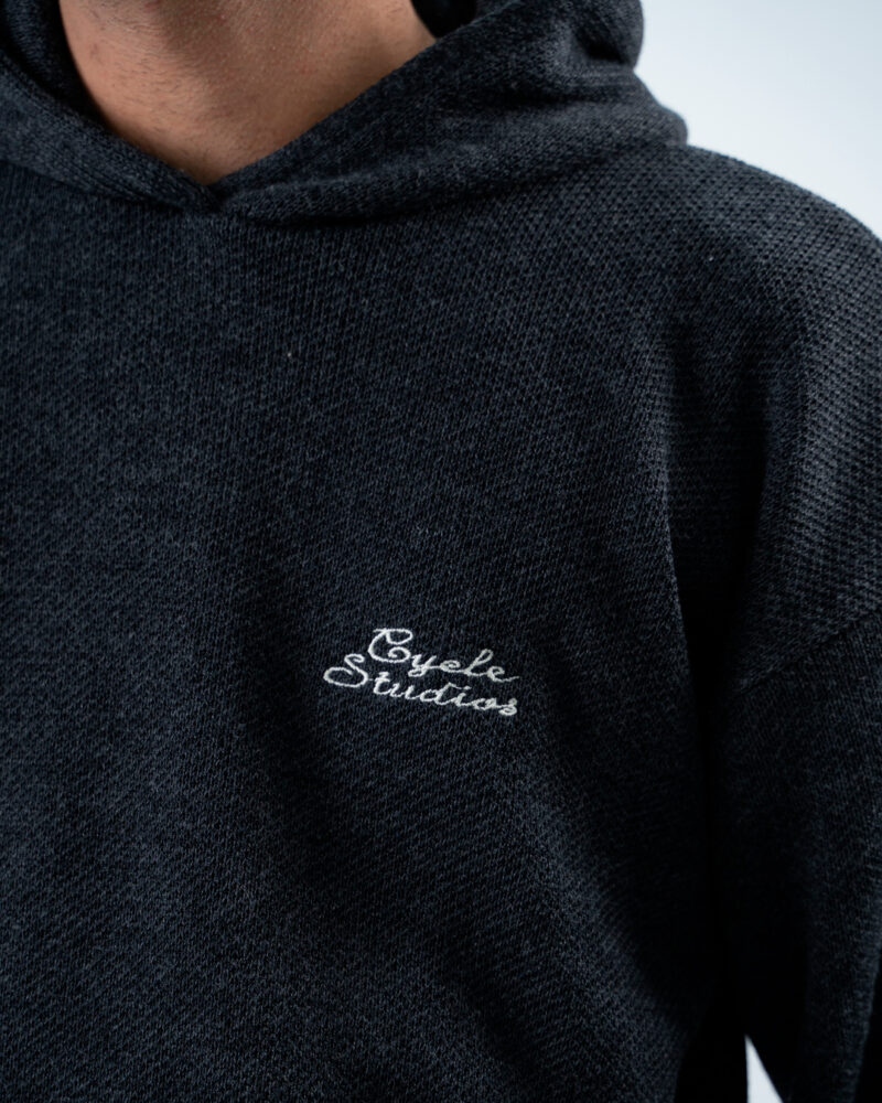 Dark Grey Knit Hoodie - Image 6