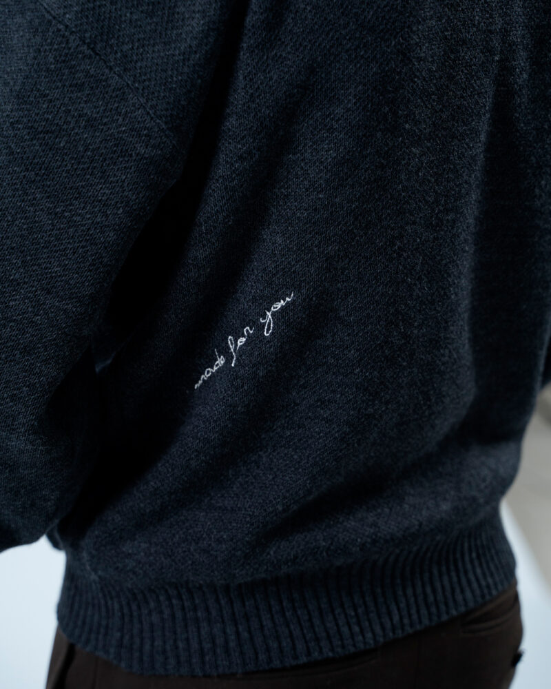 Dark Grey Knit Hoodie - Image 7