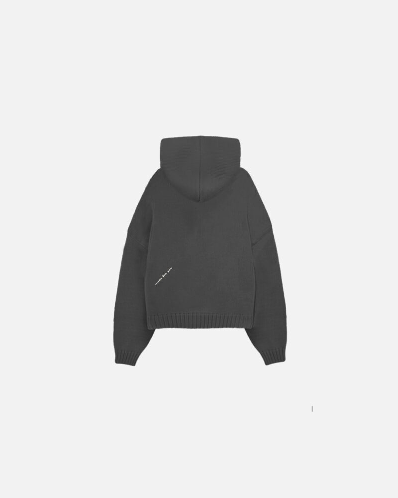 Dark Grey Knit Hoodie - Image 2