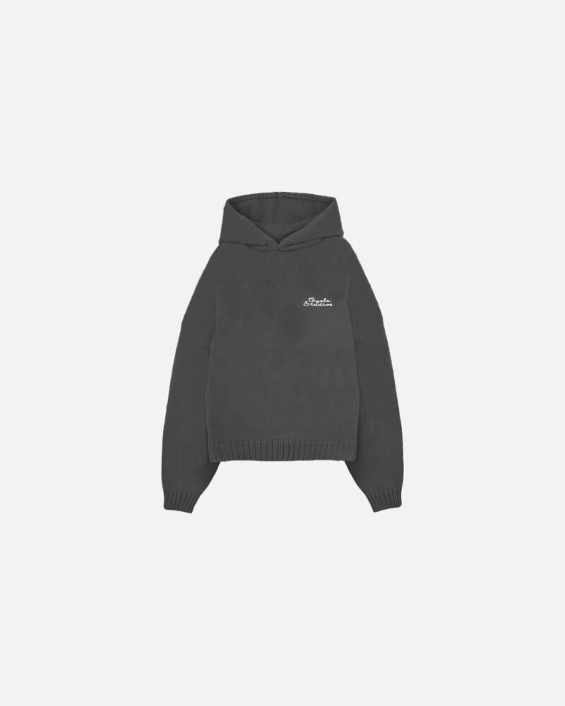 Dark Grey Knit Hoodie