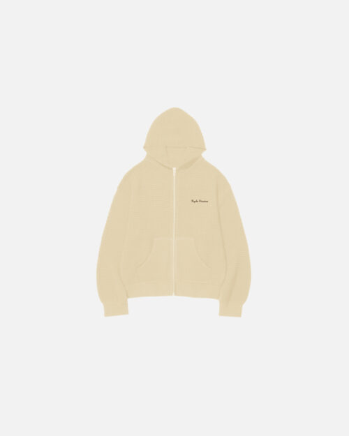 Cream Zip Knit Hoodie