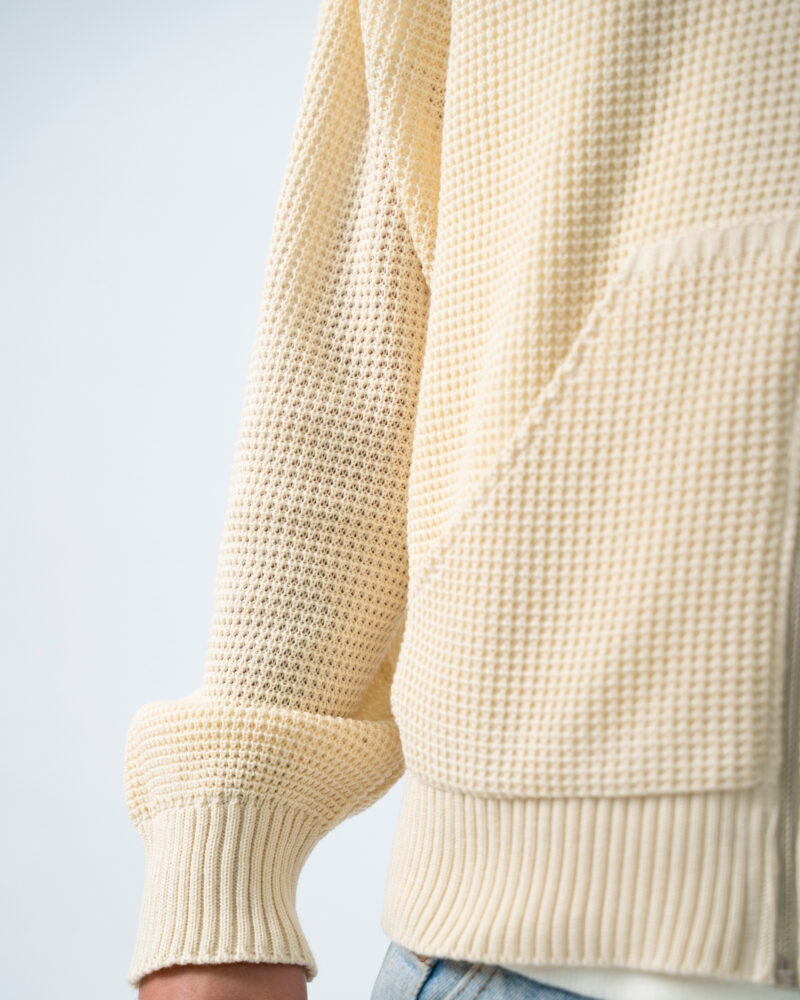 Cream Zip Knit Hoodie - Image 5