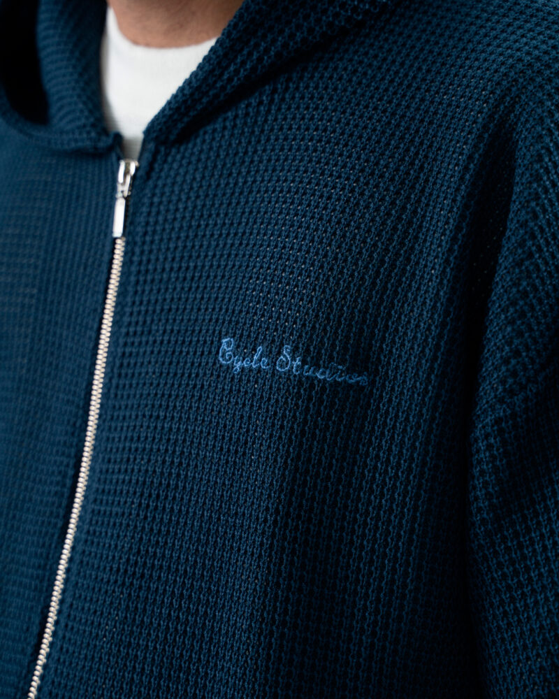 Blue Knit Zip Hoodie - Image 5